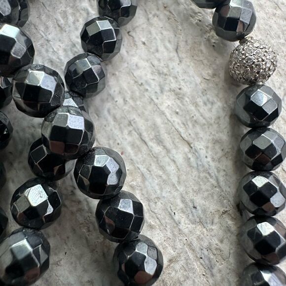 Vintage Faceted Black Diamond And Pave Set White Diamond Center Necklace - Picture 3 of 10